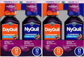Vicks DayQuil & NyQuil Elderberry Flavor Cold & Flu Liquid Medicine Co-Pack, Multi-Symptom Relief of Headache, Fever, Sore Throat, Minor Aches & Pains, Sneezing, Runny Nose& Cough, 2x12oz (Pack of 2)