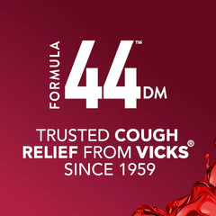 Vicks Formula 44 DM Cough & Congestion Liquid, Over-The-Counter Medicine, Day or Night, Cough Syrup, Powerful Cough and Congestion Relief, Cough Suppressant and Expectorant, Berry Flavor, 2x12 FL OZ
