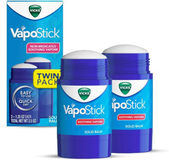 Vicks VapoStick, Solid Balm, No Mess, Soothing Non-Medicated Vapors, Easy-to-Use No-Touch Applicator, Quick Dry, Lightweight Skin Feel, 1.25oz x 2 (Pack of 12)