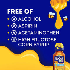 Vicks Kids NyQuil Honey Cold & Cough + Congestion Relief for Nighttime Sneezing, Runny Nose, Nasal Congestion & Cough, Flavored with Real Honey, for Children Ages 6+, 8 FL OZ