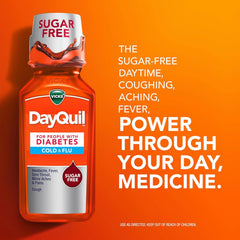 VICKS DayQuil & NyQuil Diabetes Cold & Flu Relief Medicine Co-Pack, Powerful Multi-Symptom Daytime & Nighttime Relief for Cold, Cough, and Flu Symptoms, Sugar & Alcohol Free, 2 x 12 FL OZ Bottles