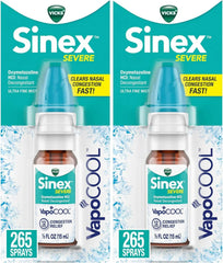 Vicks Sinex Severe Nasal Spray with VapoCOOL, Soothing Vapors,Decongestant Medicine,Relief from Stuffy Nose Due to Cold or Allergy & Nasal Congestion,Sinus Pressure Relief,265 Sprays (Pack of 2)
