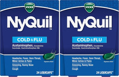 Vicks NyQuil Cold and Flu Relief Liquid Medicine, Powerful Multi-Symptom Nighttime Relief for Headache, Fever, Sore Throat, Minor Aches and Pains, Sneezing, Runny Nose, and Cough, 24 Liquicaps