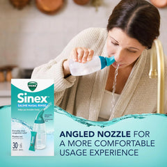 Vicks Sinex Saline Nasal Rinse Starter Kit, Drug Free Saline, Flush Out Mucus and Allergens, Fast & Effective Relief for Everyday Congestion from Sinus & Allergy, 1 Bottle + 30 Refill Packets