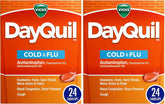 Vicks DayQuil LiquiCaps, Cough, Cold & Flu Relief, Sore Throat, Fever, & Congestion Relief, Non- Drowsy, 24 LiquiCaps (Pack of 2)