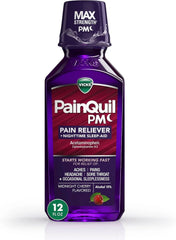Vicks PainQuil Pain Relief Acetaminophen 1000mg Max Strength Adult Pain Reliever Liquid 12oz, Backache Headache Relief, 1 Nighttime Pain Reliever + Sleep Aid