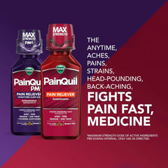 Vicks PainQuil & PainQuil PM Pain Relief Liquid, 1000mg Acetaminophen, 2x12 oz