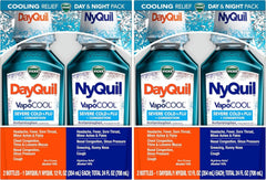 Vicks DayQuil and NyQuil VapoCOOL Severe Combo Cold & Flu + Congestion Medicine, Max Strength Relief for Fever, Sore Throat, Nasal Congestion, Sneezing, Cough, 2 x 12 oz Bottles, 1 NyQuil, 1 DayQuil