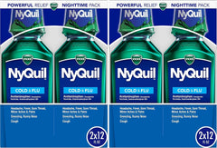 Vicks NyQuil Cough Cold and Flu Nighttime Relief, Original Liquid, 2x12 Fl Oz (Pack of 2)