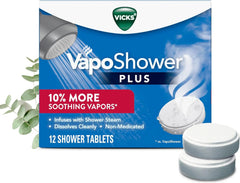 Vicks, VapoShower Plus, Shower Steamers, Eucalyptus Shower Steamer & Menthol Scent, Clean Dissolving Vapor Shower Tablets, Aromatherapy Shower Steamer & Shower Bombs, 12 Count (Pack of 6)