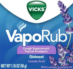 Vicks VapoRub, Lavender Scent, Cough Suppressant, Topical Chest Rub & Analgesic Ointment, Medicated Vapors, Relief from Cough Due to Cold, Aches & Pains, 1.76oz (Pack of 2)