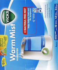 Vicks Warm Mist Humidifier Filter‑Free 1 Gal Tank,Auto Shut‑Off,Night Light,VapoPad and VapoSteam Compatible,(Pack of 2)
