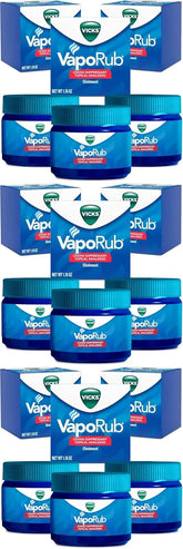 Vicks VapoRub, Original, Cough Suppressant, Topical Chest Rub & Analgesic Ointment, Medicated Vapors, Relief from Cough Due to Cold, Aches & Pains, 1.76oz Each (Pack of 9)