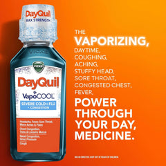 Vicks DayQuil and NyQuil VapoCOOL SEVERE Combo Cold & Flu + Congestion Medicine, Max Strength Relief For Fever, Sore Throat, Nasal Congestion, Sneezing, Cough, 2 x 12 oz Bottles, 1 NyQuil, 1 DayQuil