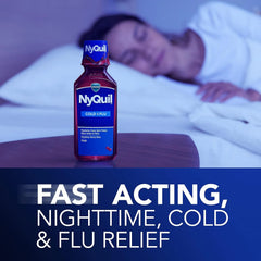 Vicks NyQuil Cough Nighttime Relief, 8 Fl Oz, Cherry Flavor - Relieves Sore Throat, Runny Nose, Cough