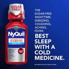 VICKS DayQuil & NyQuil Diabetes Cold & Flu Relief Medicine Co-Pack, Powerful Multi-Symptom Daytime & Nighttime Relief for Cold, Cough, and Flu Symptoms, Sugar & Alcohol Free, 2 x 12 FL OZ Bottles