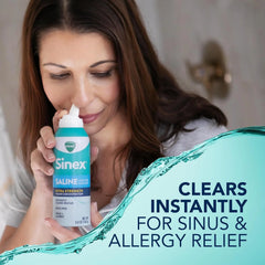 VICKS Sinex Saline Extra Strength Nasal Spray, 3X Concentrated* Drug Free Ultra Fine Mist, Instantly Clears Mucus, Ultra Concentrated to Clear Congestion Fast, Safe For Daily Use, 5 OZ x 2