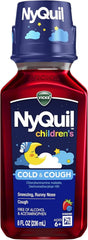 Vicks Children's NyQuil Cold & Cough Medicine for Sneezing, Runny Nose, and Cough Relief, Free of Alcohol and Acetaminophen, Berry Flavor, For Children Ages 6+, 8 FL OZ