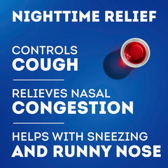 Vicks NyQuil Cough DM+ Congestion Relief Liquid Medicine, Maximum Strength Multi-Symptom Nighttime Relief for Cough, Nasal Congestion, Sneezing and Runny Nose, Cherry Flavor, 12 FL OZ