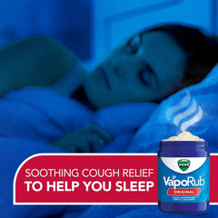 VapoRub, Original, Cough Suppressant, Topical Chest Rub & Analgesic Ointment, Medicated Vicks Vapors, Relief from Cough Due to Cold, Aches & Pains, 6oz