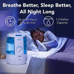 Vicks CoolRelief Cool Mist Humidifier Small to Medium Room Vaporizer for Baby, Kids, Adults, 1.2 Gal