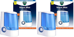Vicks Warm Mist Humidifier Filter‑Free 1 Gal Tank,Auto Shut‑Off,Night Light,VapoPad and VapoSteam Compatible,(Pack of 2)