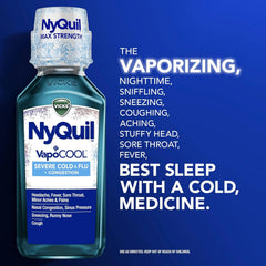Vicks DayQuil and NyQuil VapoCOOL SEVERE Combo Cold & Flu + Congestion Medicine, Max Strength Relief For Fever, Sore Throat, Nasal Congestion, Sneezing, Cough, 2 x 12 oz Bottles, 1 NyQuil, 1 DayQuil
