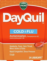 Vicks DayQuil LiquiCaps, Cough, Cold & Flu Relief, Sore Throat, Fever, & Congestion Relief, Non- Drowsy, 24 LiquiCaps (Pack of 2)