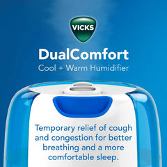 Vicks Dual Comfort Cool + Warm Mist Humidifier for Bedrooms With Fusion Technology, Compatible with Vicks VapoPads and VapoSteam, White