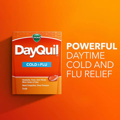 Vicks DayQuil Cold & Flu Medicine, Non-Drowsy Powerful Multi-Symptom Daytime Relief for Headache, Fever, Sore Throat, Minor Aches and Pains, Nasal Congestion, Sinus Pressure and Cough, 24 Liquicaps