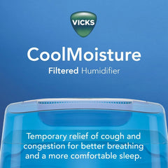 Vicks Cool Mist Humidifier with UV Light, 1 Gal Tank, Evaporative Design Auto-Adjusts to Room Humidity, Cool Mist Humidifiers for Bedrooms, Baby Rooms & More, Use with Vicks VapoPads