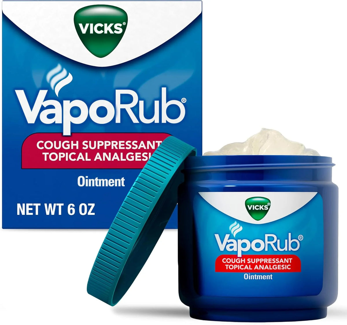 VapoRub, Original, Cough Suppressant, Topical Chest Rub & Analgesic Ointment, Medicated Vicks Vapors, Relief from Cough Due to Cold, Aches & Pains, 6oz