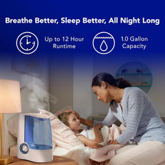 Vicks Warm Mist Humidifier Filter-Free 1-Gal Tank, Auto Shut-Off, Night Light, VapoPad and VapoSteam Compatible