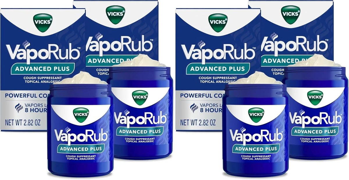 Vicks VapoRub Advanced Plus, Powerful Cough Suppressant, Topical Chest Rub & Analgesic Ointment, Medicated Vapors, Fast Cough Relief, 2.82oz x 2 (Pack of 2)