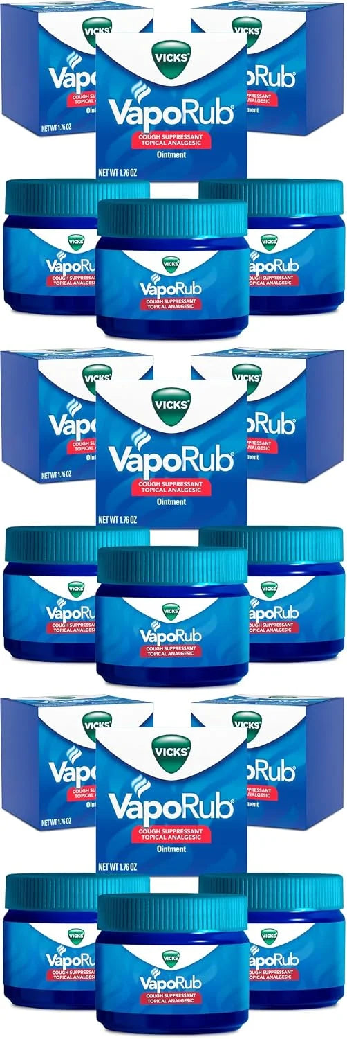 Vicks VapoRub, Original, Cough Suppressant, Topical Chest Rub & Analgesic Ointment, Medicated Vapors, Relief from Cough Due to Cold, Aches & Pains, 1.76oz Each (Pack of 9)