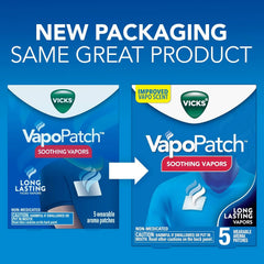 Vicks VapoPatch, Wearable Mess-Free Aroma Patch, Soothing & Comforting Non-Medicated Vicks Vapors, for Adults & Children Ages 6+, 5ct (24 Pack)